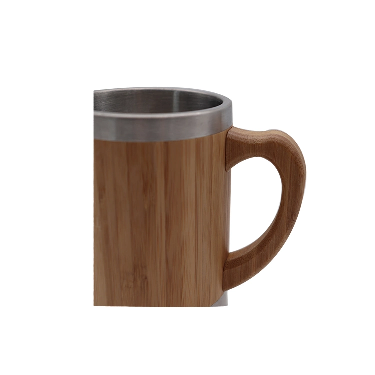 Double Wall Bamboo Insulated Thermo Mug Stainless Steel Travel Mug with PP Lid, Insulated Hot and Cold Coffee Mug