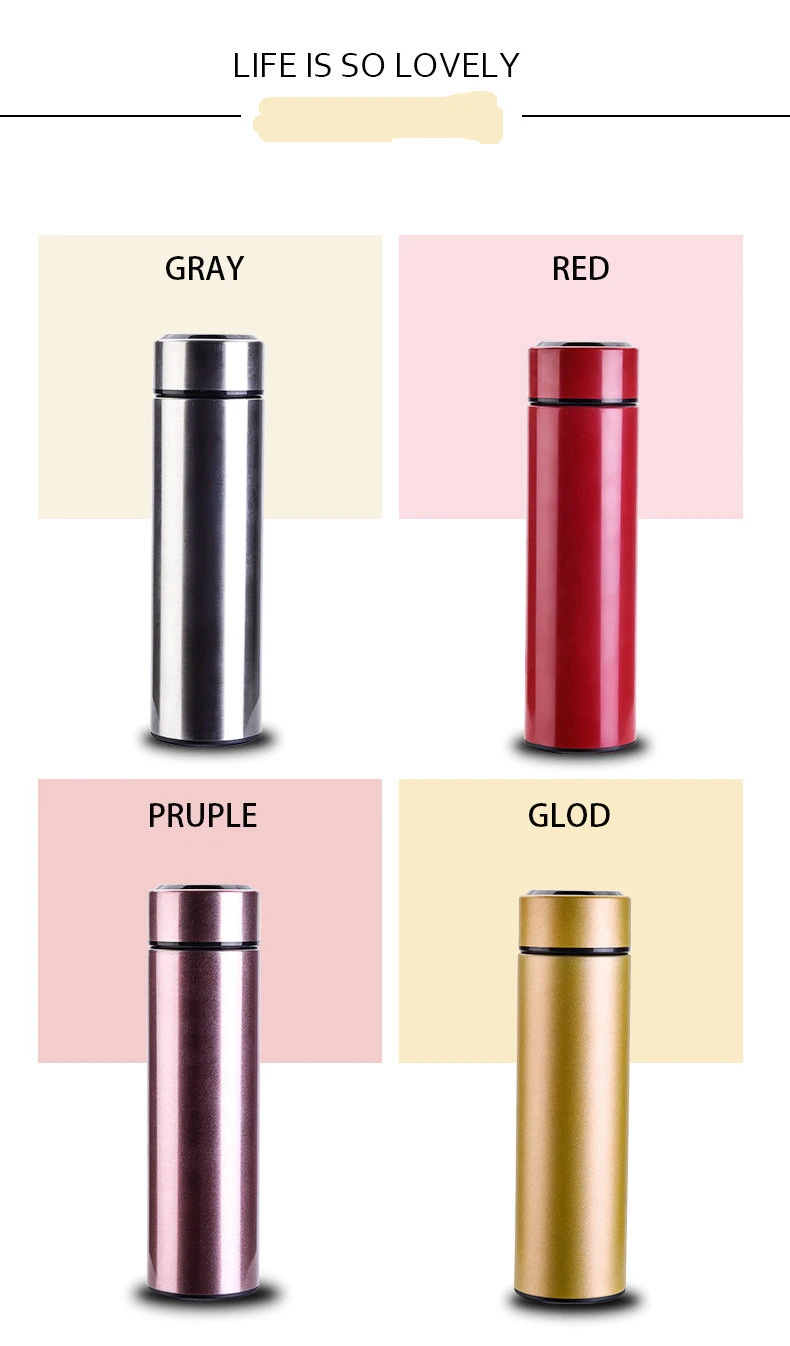 500ml Stainless Steel LED Display Bottles Intelligent Temperature Smart Water Vacuum Flask